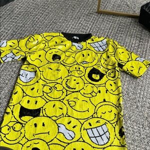 Fashion Nova Black Sweater with Yellow Sequin Emoji Detail